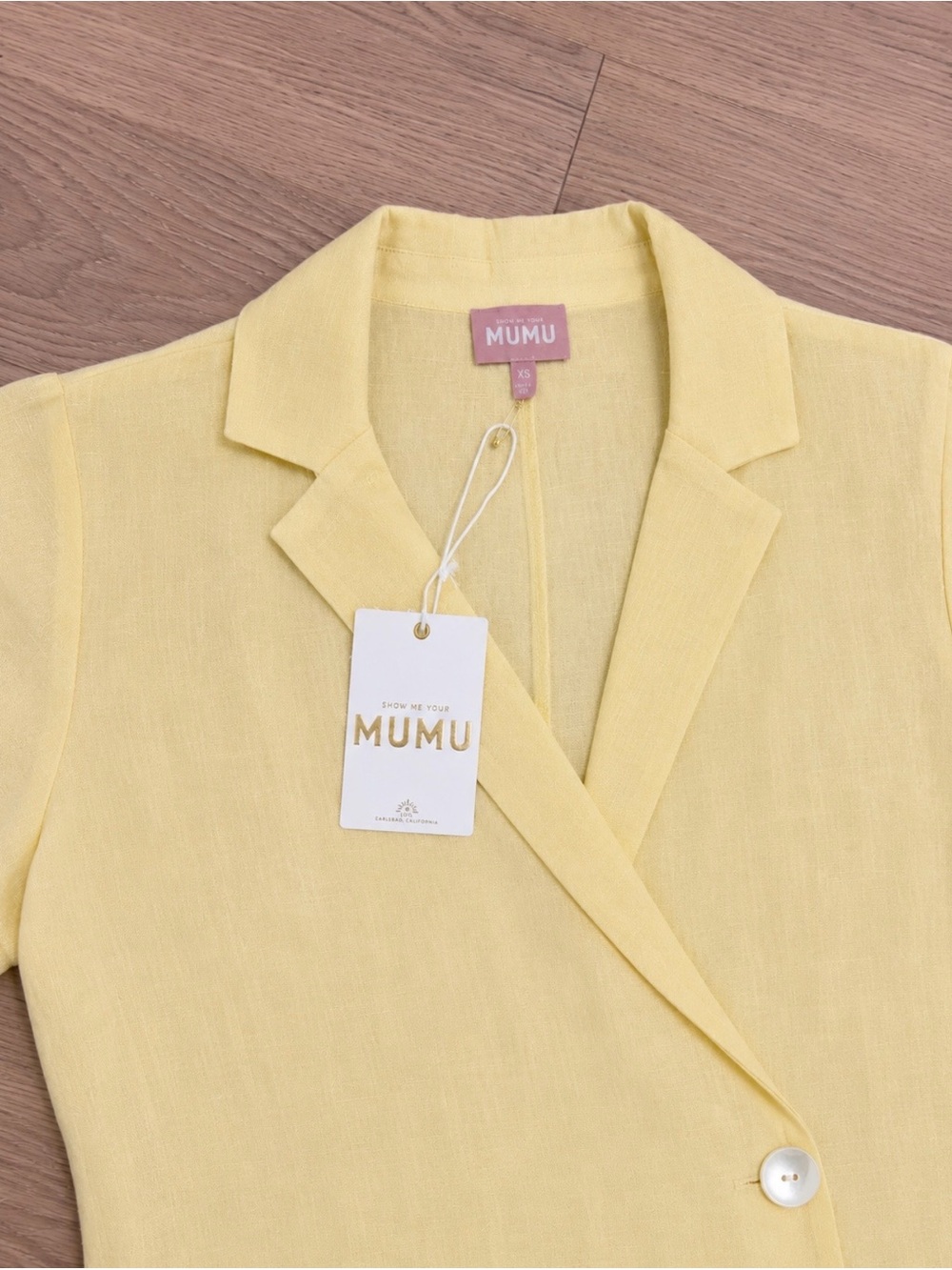 Mumu Yellow Double-Breasted Linen Blend Romper - Picture 3 of 4